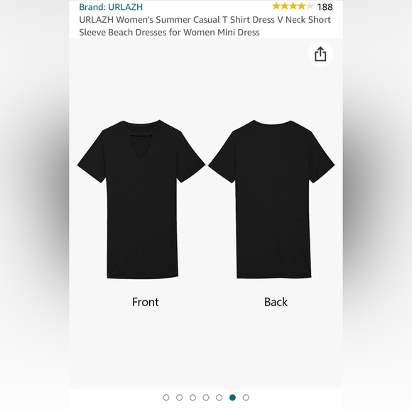 URLAZH Women's Summer Casual T Shirt Dress V Neck Short Sleeve Beach Dress, M - Picture 6 of 7